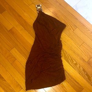 Cinnamon one shoulder ruching mini